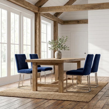 Chrome Velvet Dining Chair Set of 2 with Cushioned Seat and Contemporary Design