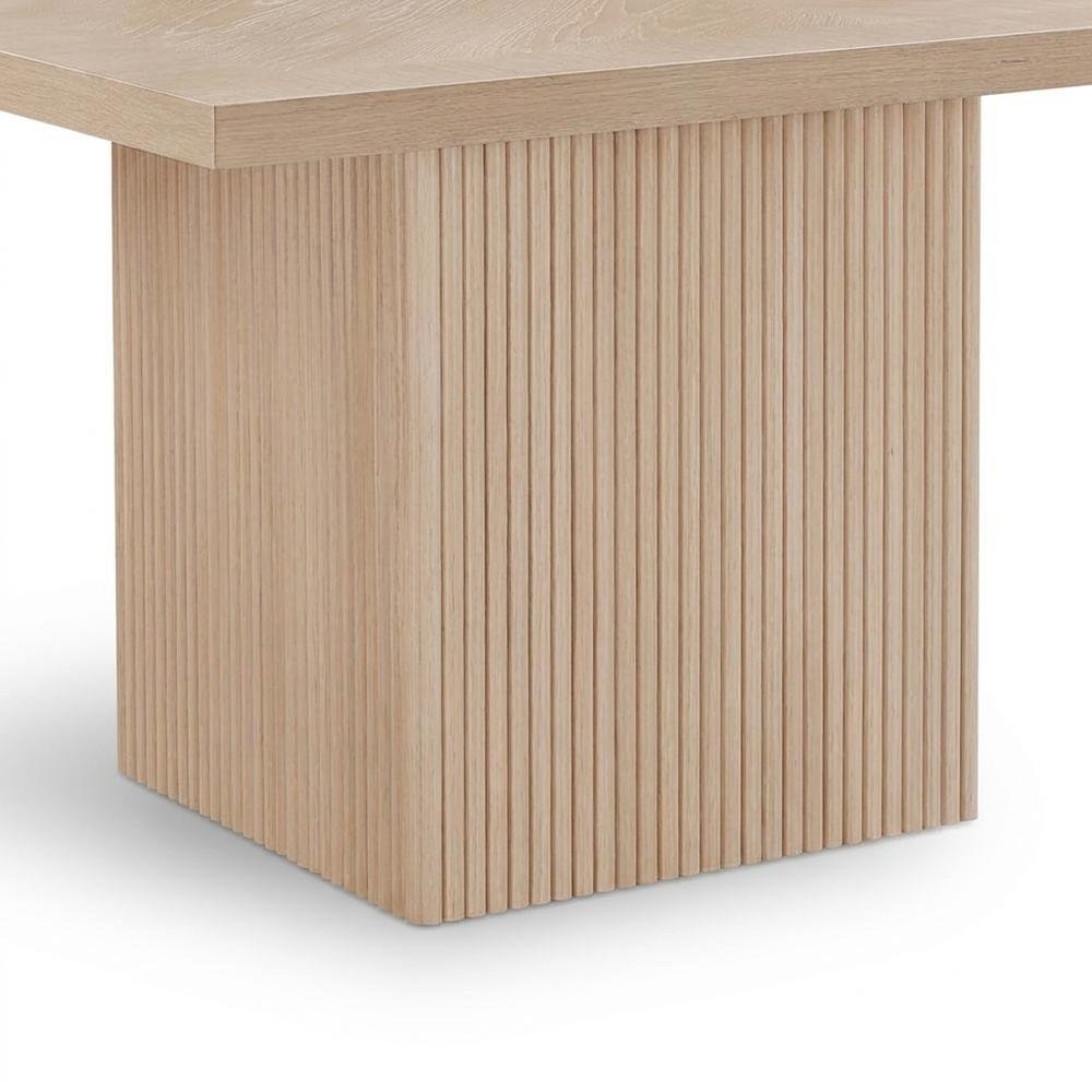 Square Rubberwood Dining Table with Mid-Century Modern Style, Natural Oak Veneer