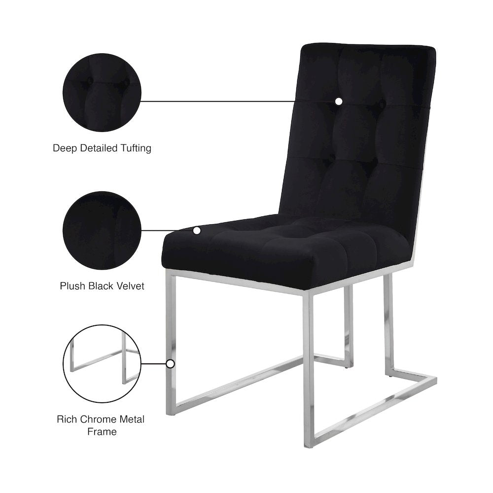 Alexis Black Velvet Dining Chair, Set of 2