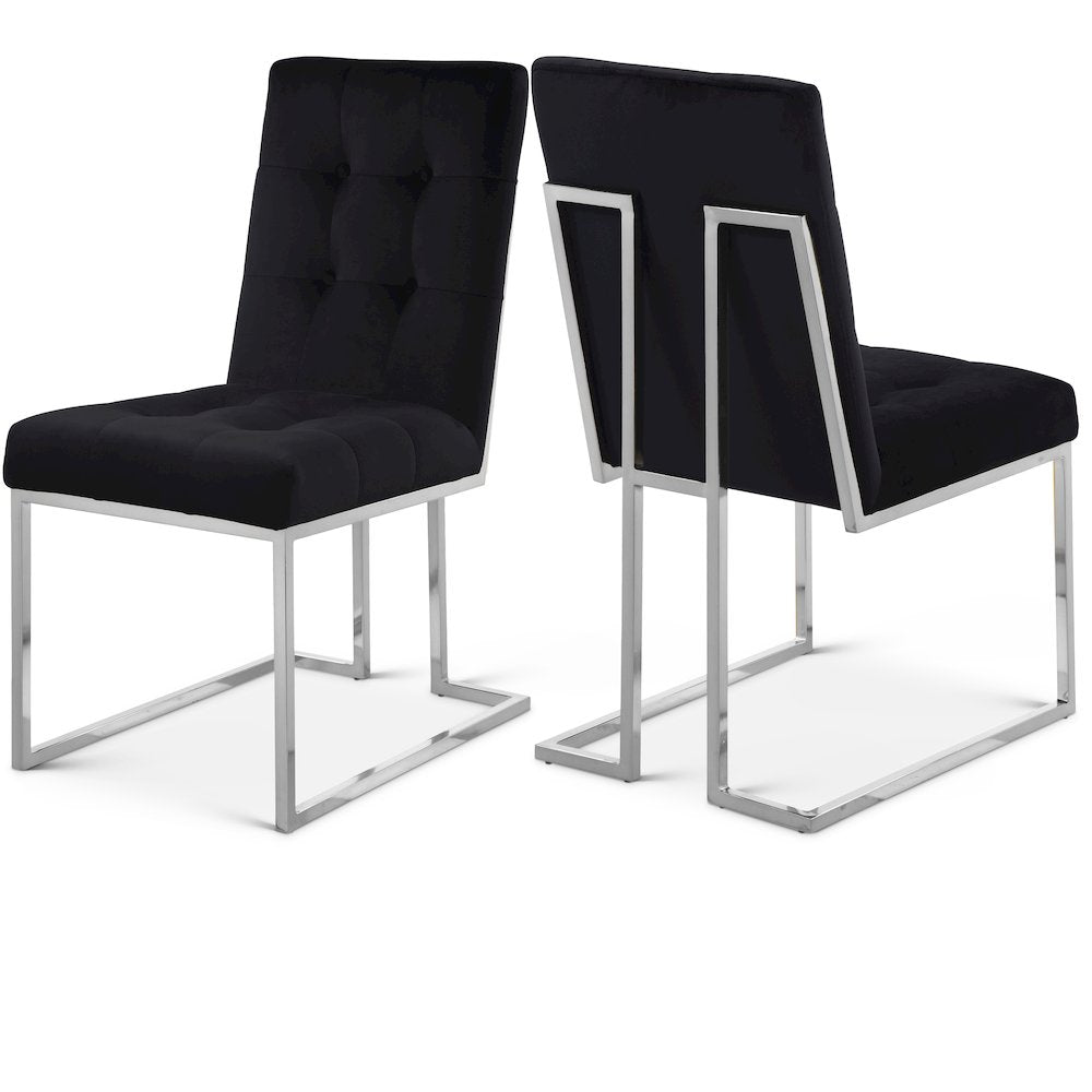 Alexis Black Velvet Dining Chair, Set of 2