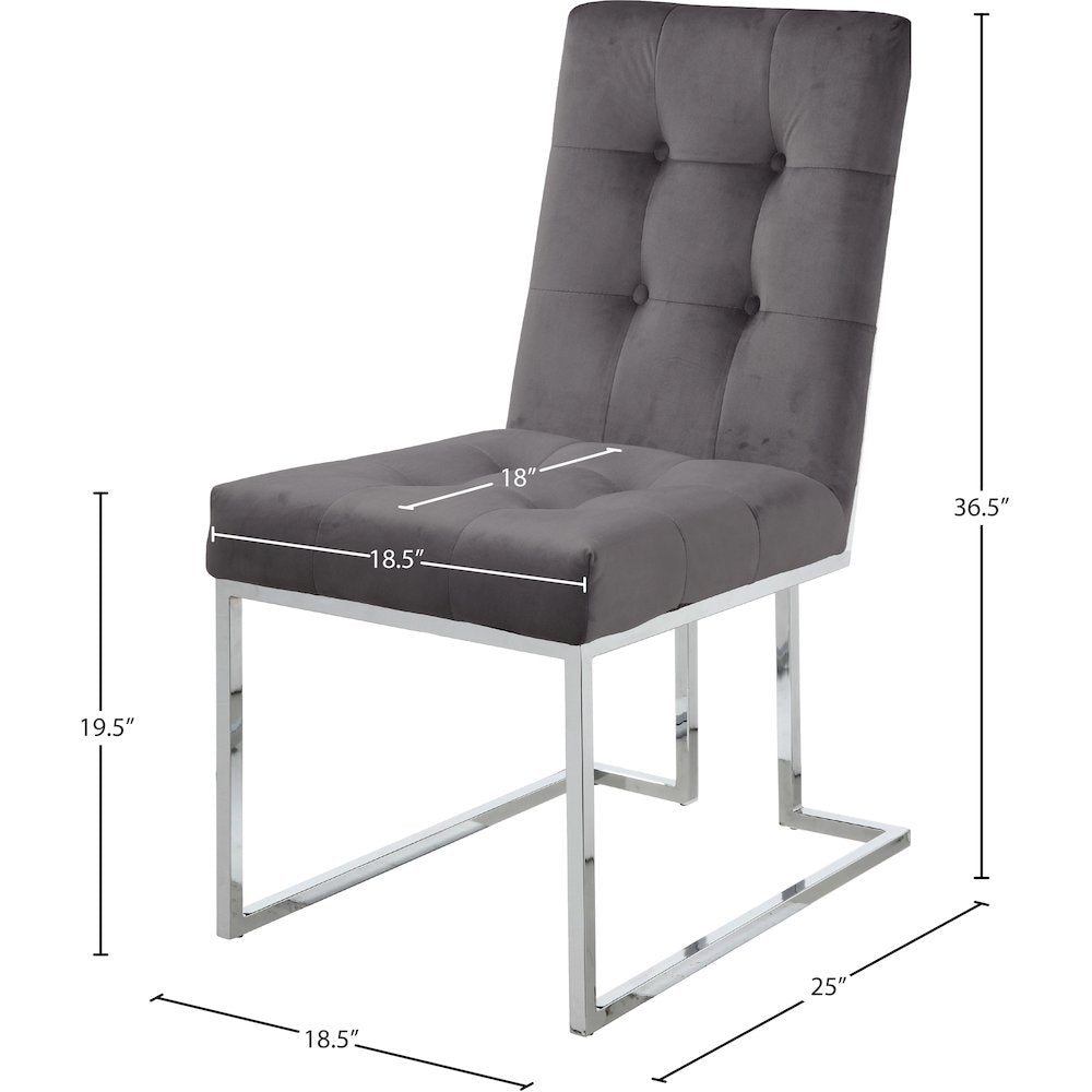 Alexis Grey Velvet Dining Chair, Set of 2
