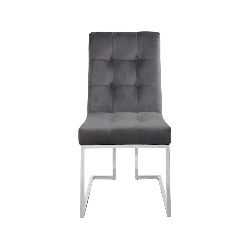 Alexis Grey Velvet Dining Chair, Set of 2