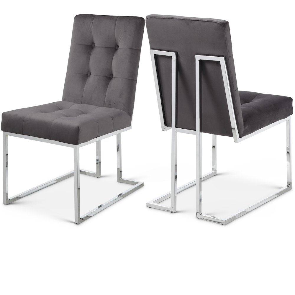 Alexis Grey Velvet Dining Chair, Set of 2
