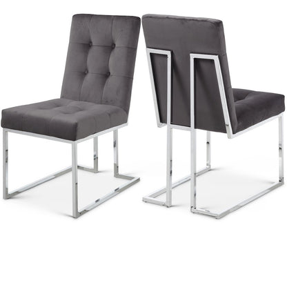 Alexis Grey Velvet Dining Chair, Set of 2