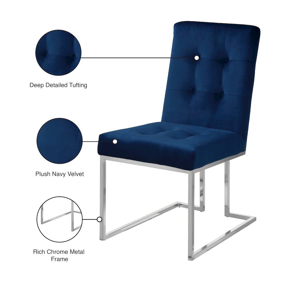 Alexis Navy Velvet Dining Chair, Set of 2