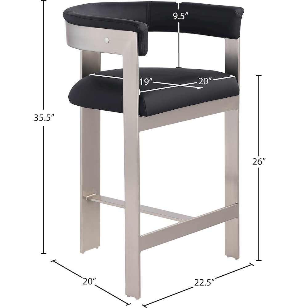 Romeo Black Vegan Leather Counter Stool, Set of 2