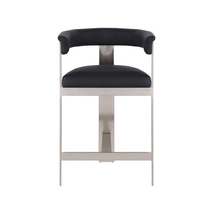 Romeo Black Vegan Leather Counter Stool, Set of 2