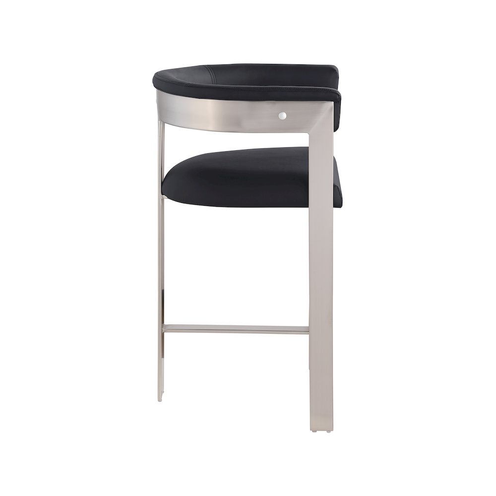 Romeo Black Vegan Leather Counter Stool, Set of 2