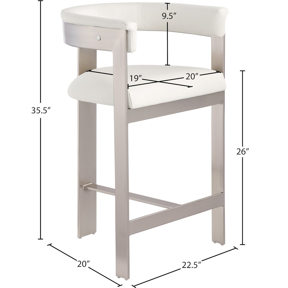 Romeo Cream Vegan Leather Counter Stool, Set of 2