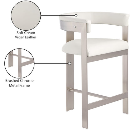 Romeo Cream Vegan Leather Counter Stool, Set of 2