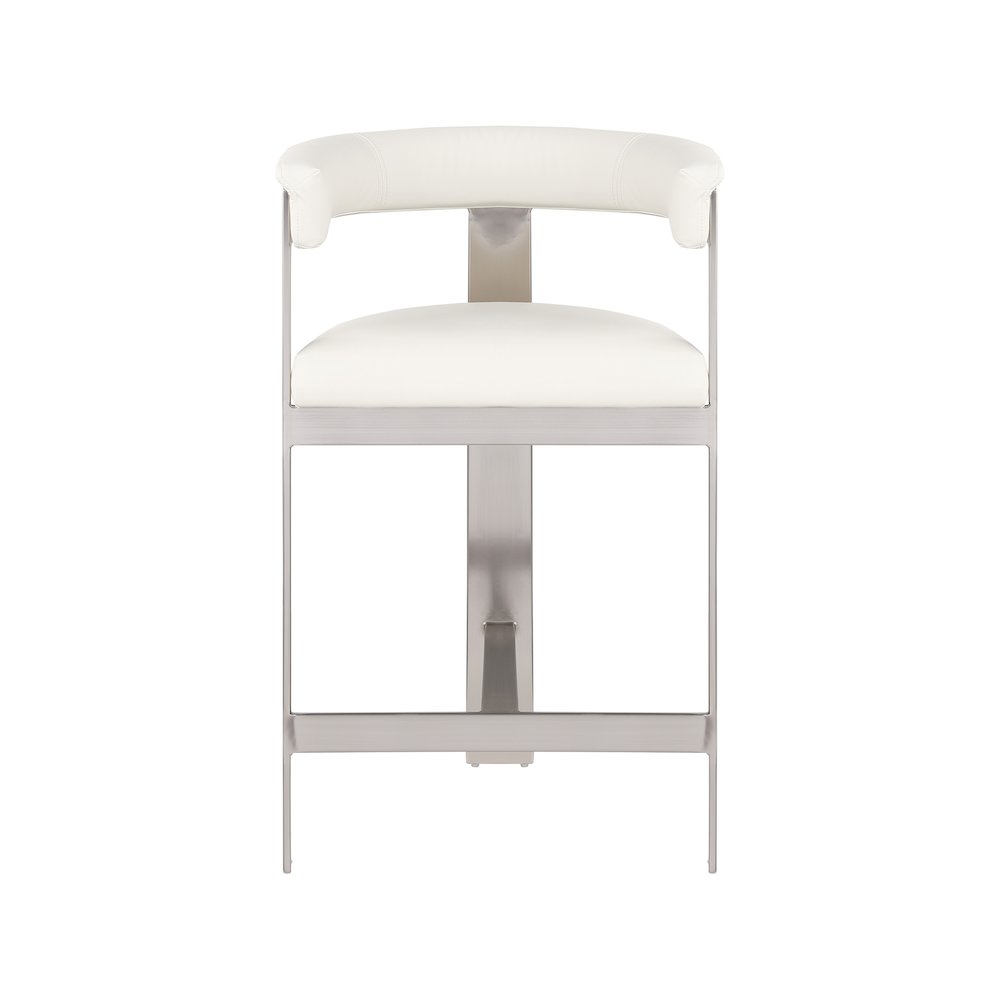 Romeo Cream Vegan Leather Counter Stool, Set of 2