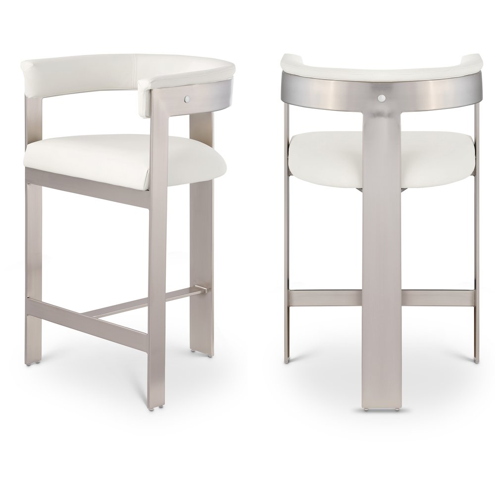 Romeo Cream Vegan Leather Counter Stool, Set of 2