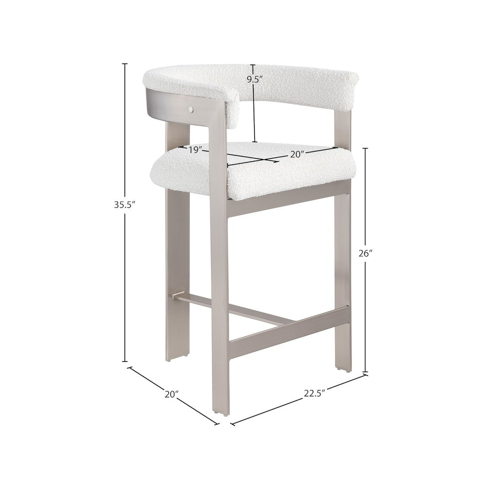 Romeo Cream Boucle Fabric Counter Stool, Set of 2
