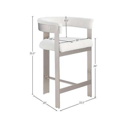 Romeo Cream Boucle Fabric Counter Stool, Set of 2