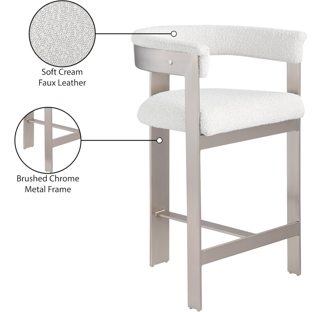 Romeo Cream Boucle Fabric Counter Stool, Set of 2