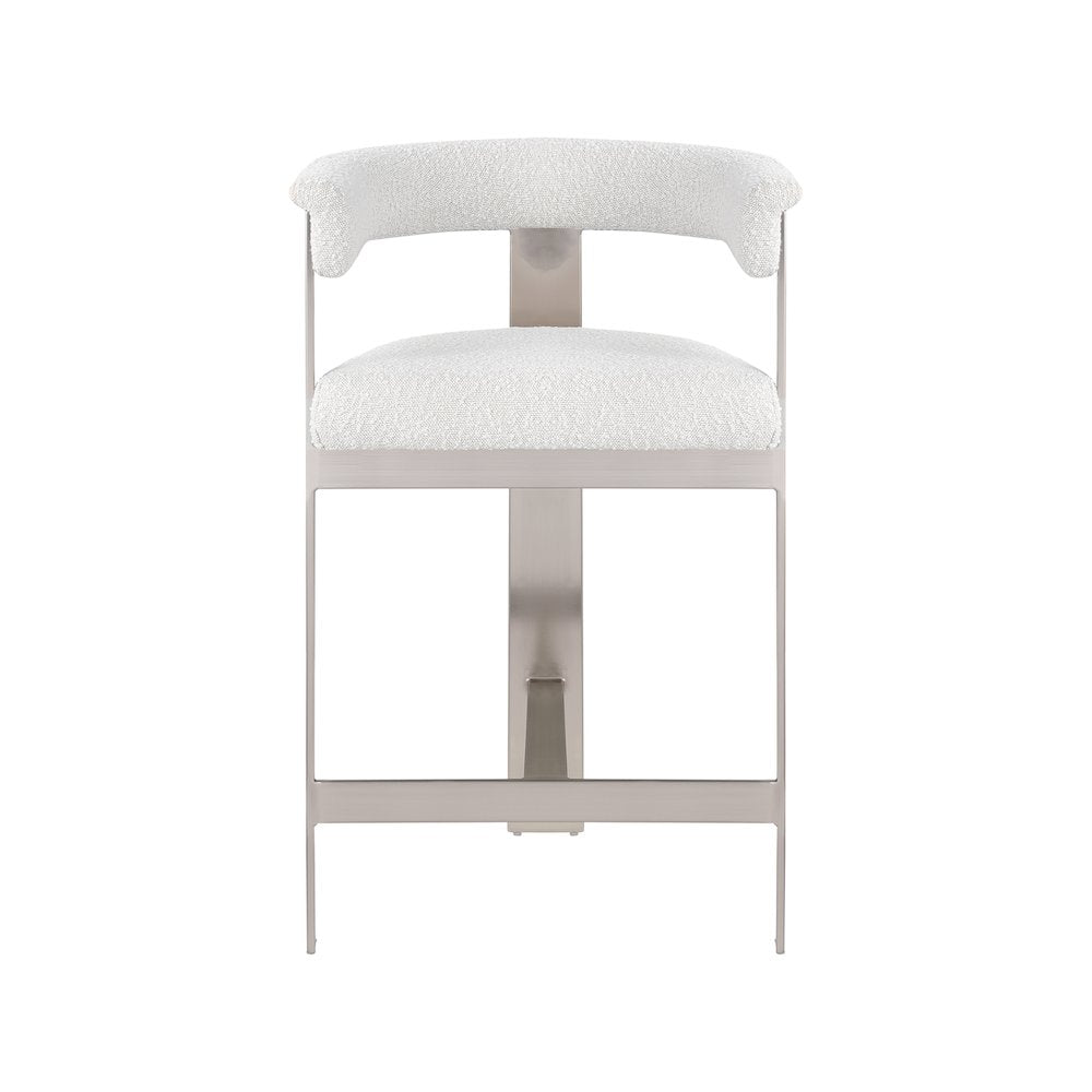 Romeo Cream Boucle Fabric Counter Stool, Set of 2