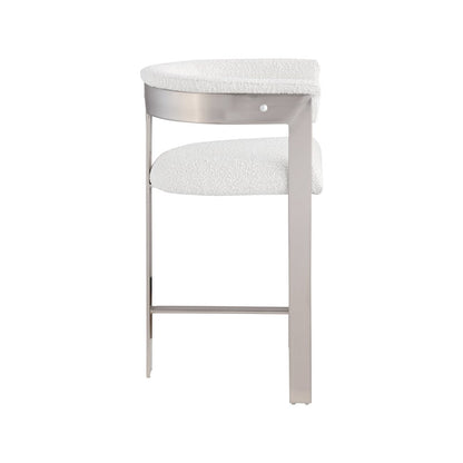 Romeo Cream Boucle Fabric Counter Stool, Set of 2
