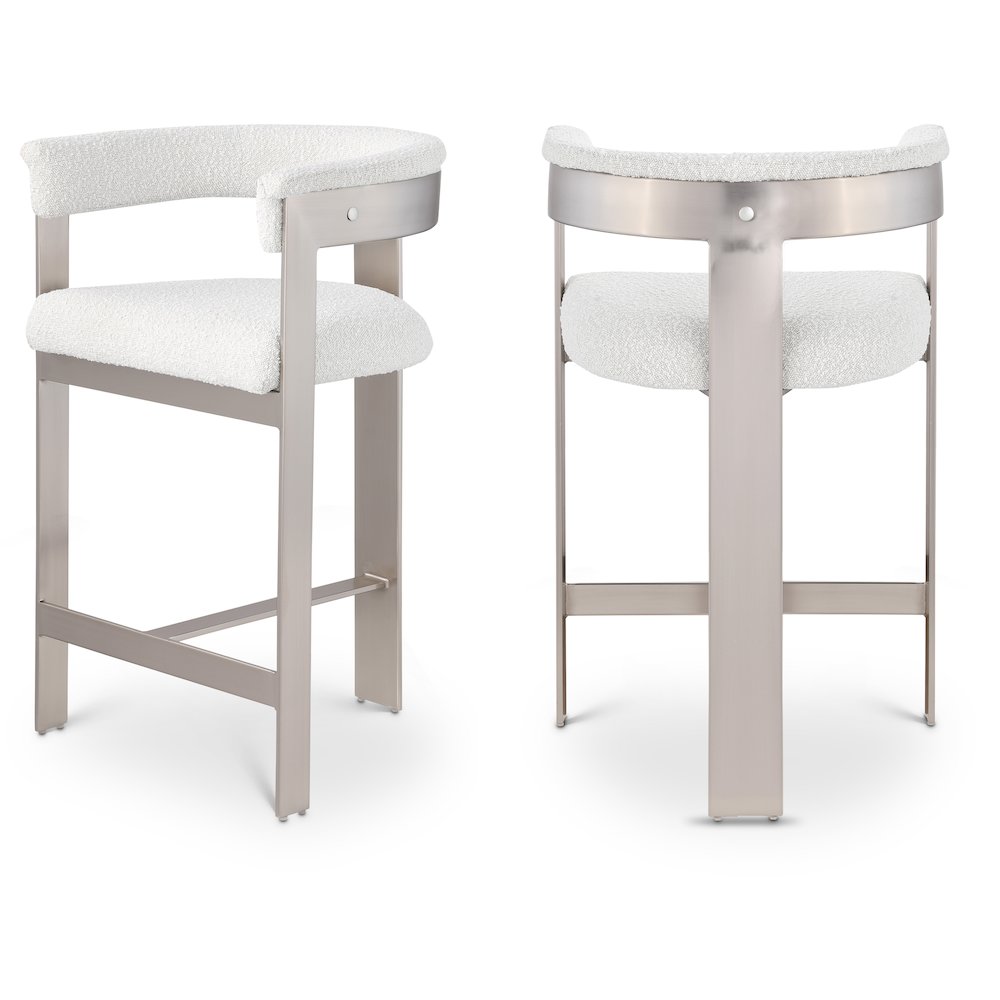 Romeo Cream Boucle Fabric Counter Stool, Set of 2