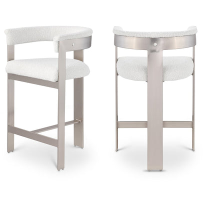 Romeo Cream Boucle Fabric Counter Stool, Set of 2