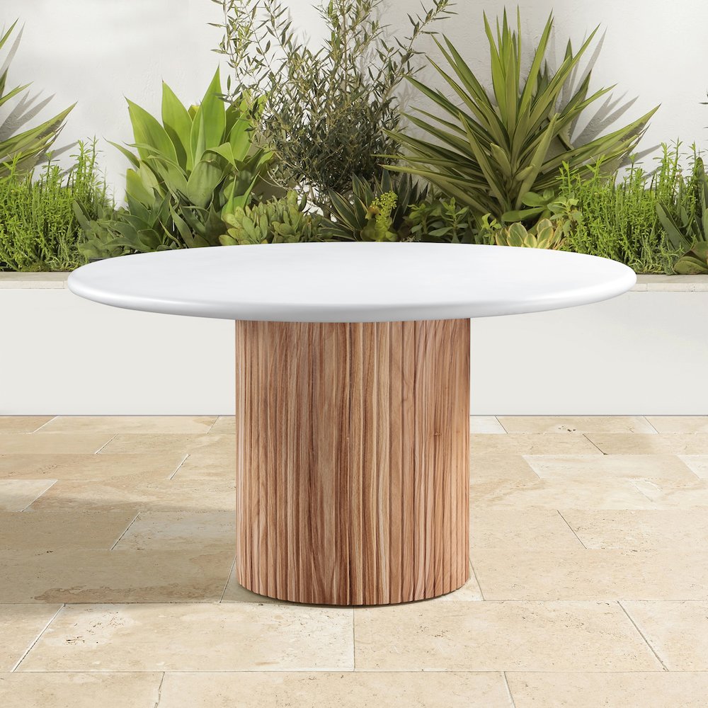 Sanremo White Concrete 53" Finished Concrete Indoor/Outdoor Dining Table