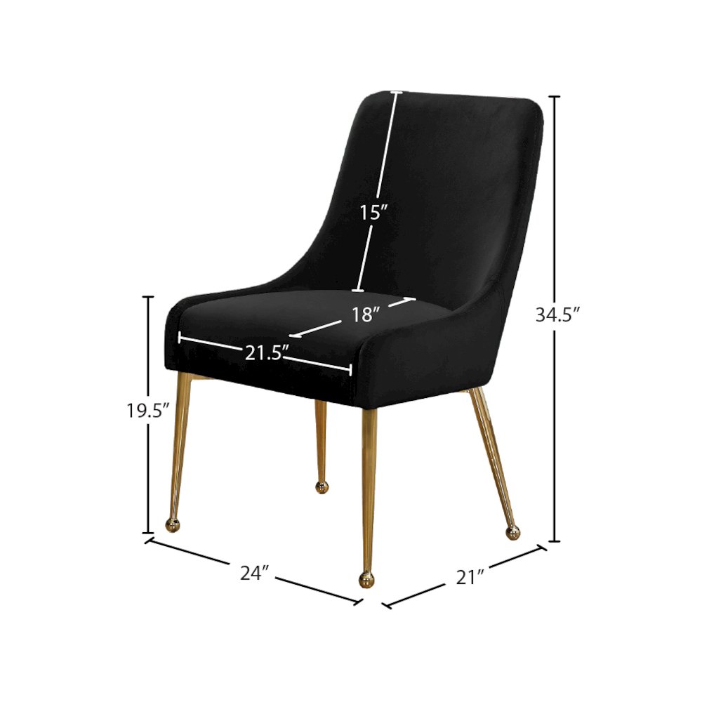 Owen Black Velvet Dining Chair, Set of 2