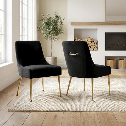 Gold Contemporary Dining Chairs Set of 2 with Velvet Upholstery and Sturdy Frame