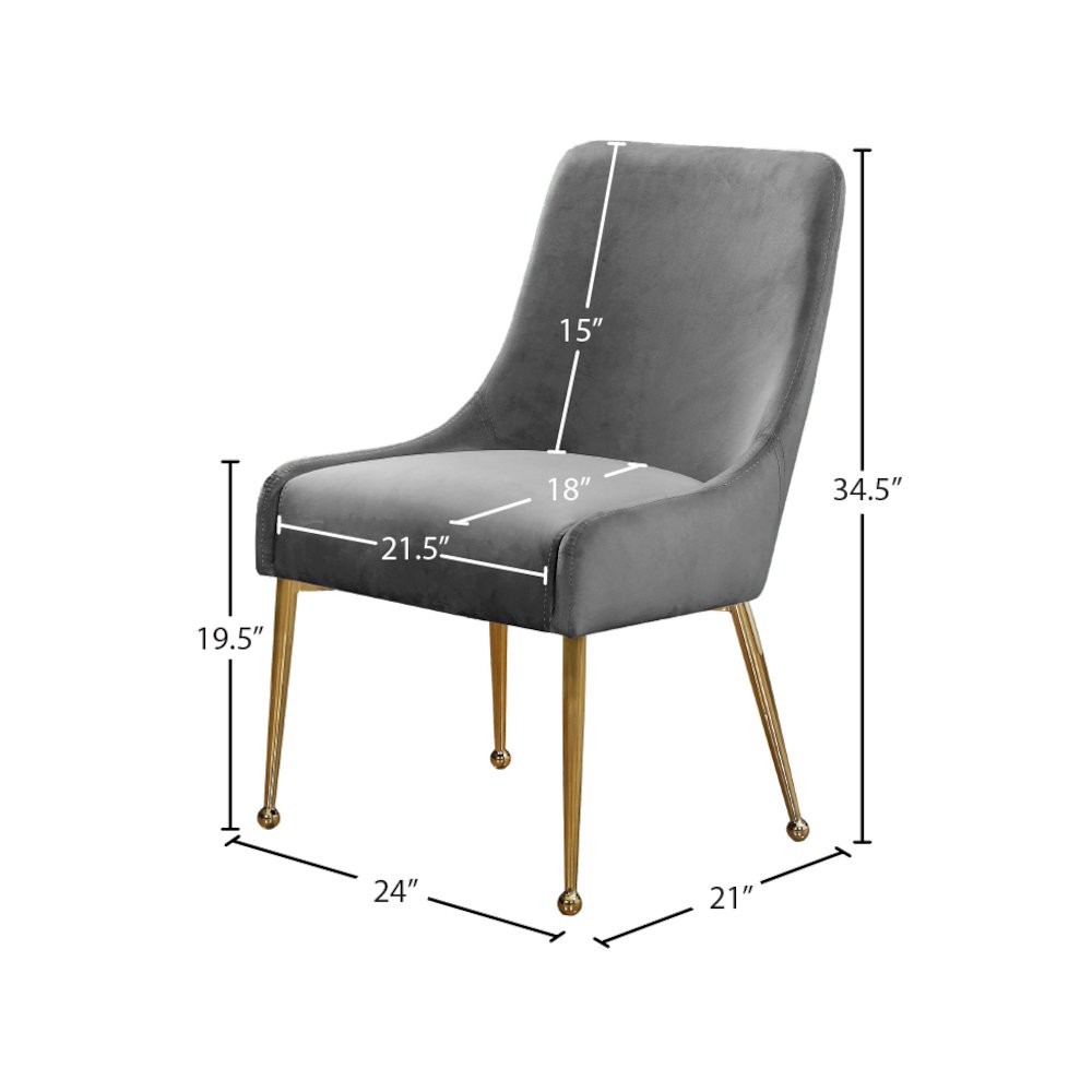 Owen Grey Velvet Dining Chair, Set of 2