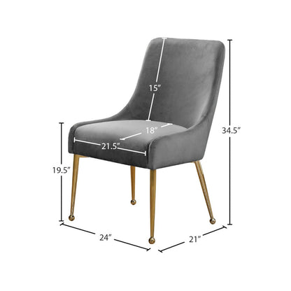Owen Grey Velvet Dining Chair, Set of 2