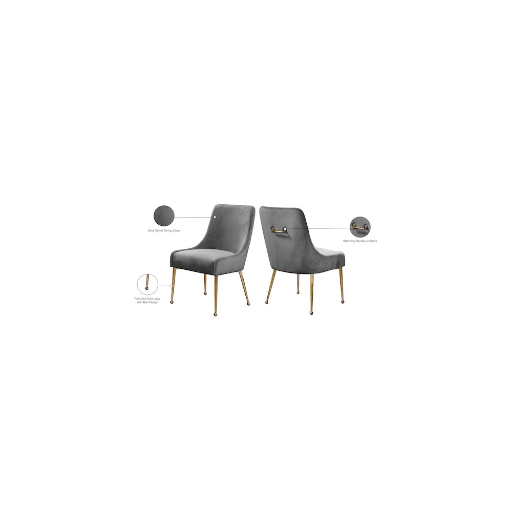 Owen Grey Velvet Dining Chair, Set of 2