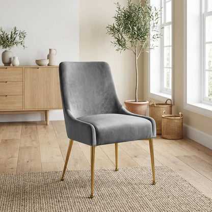 Gold Velvet Dining Chairs Set of 2 with Contemporary Design and Cushioned Seats