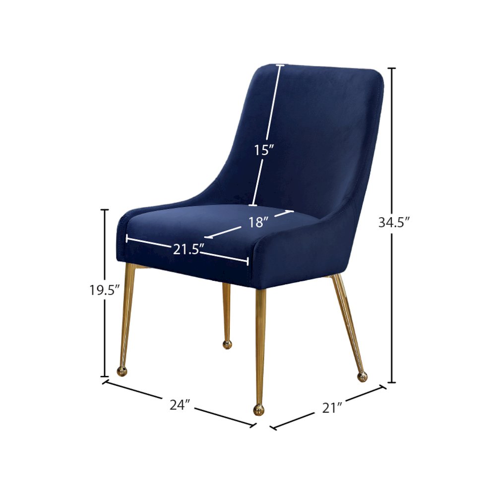 Owen Navy Velvet Dining Chair, Set of 2