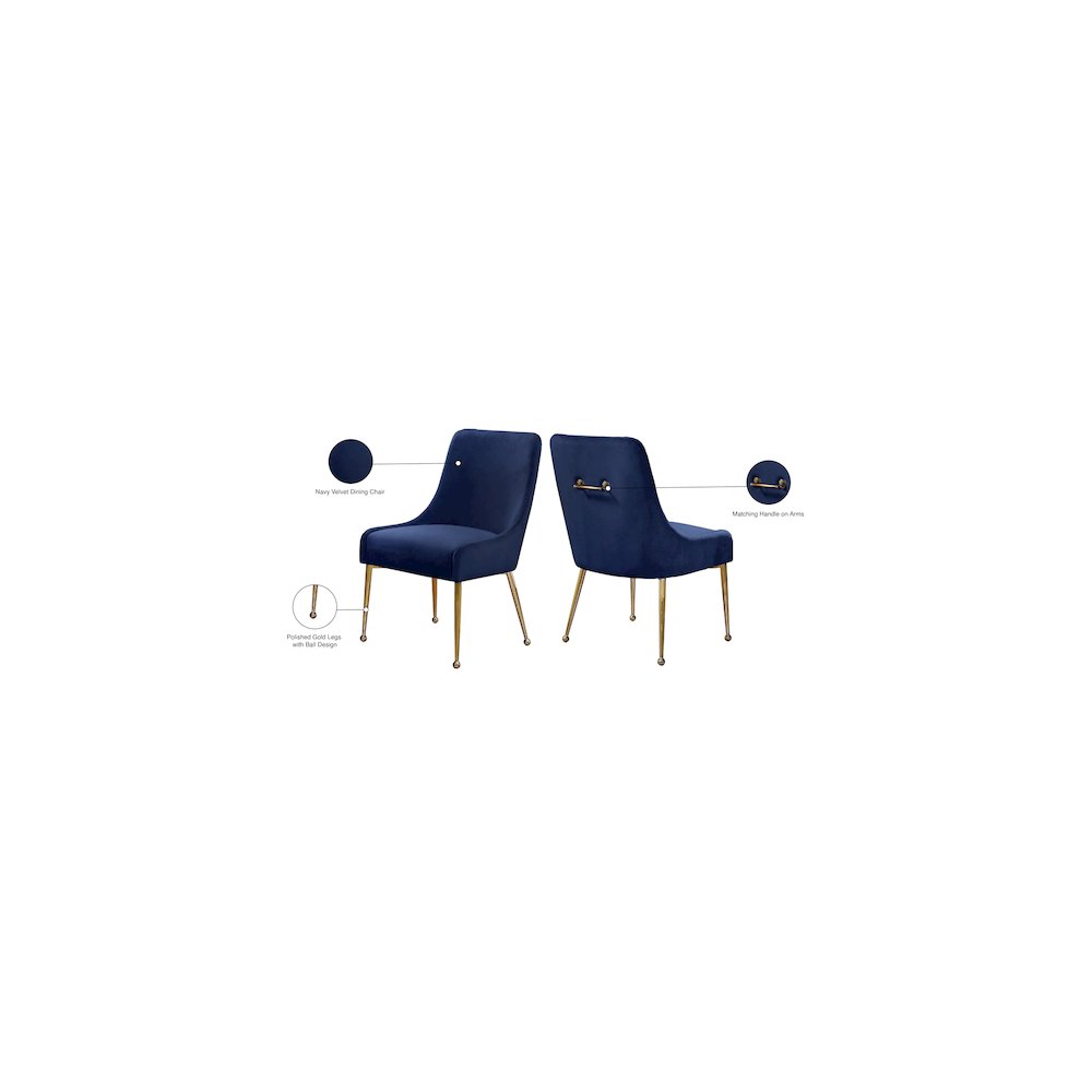 Owen Navy Velvet Dining Chair, Set of 2