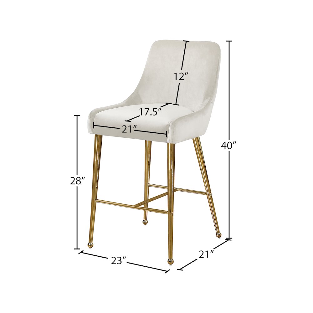 Owen Cream Velvet Stool, Set of 2