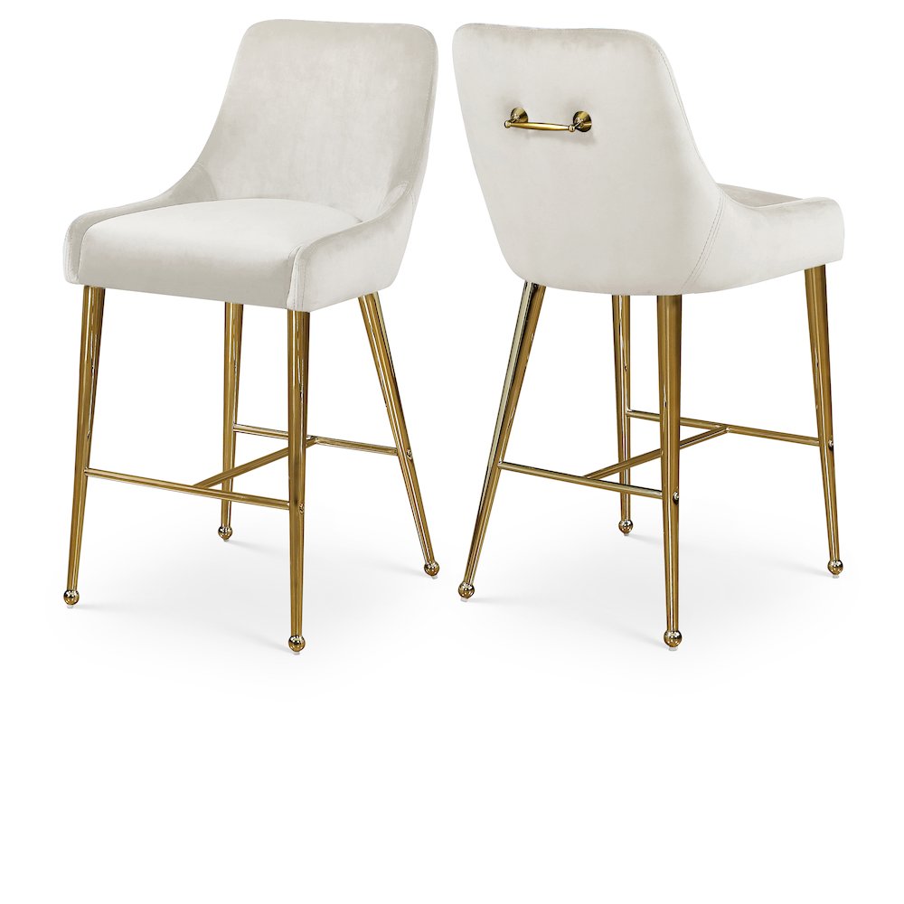 Owen Cream Velvet Stool, Set of 2