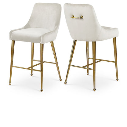 Owen Cream Velvet Stool, Set of 2