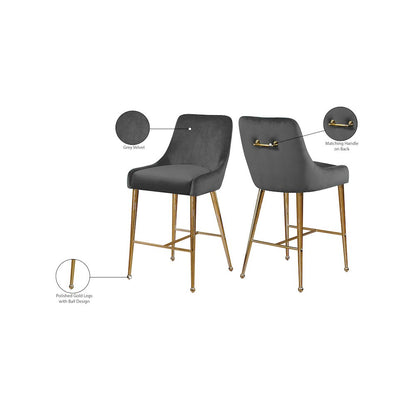 Owen Grey Velvet Stool, Set of 2