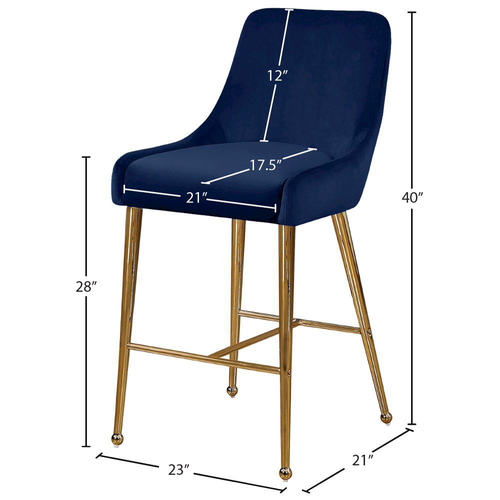 Owen Navy Velvet Stool, Set of 2