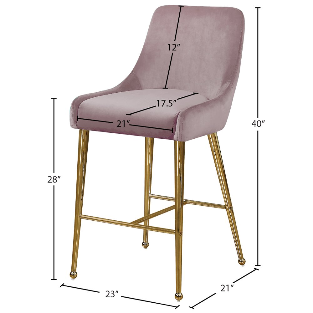 Owen Pink Velvet Stool, Set of 2