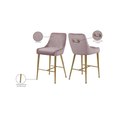 Owen Pink Velvet Stool, Set of 2