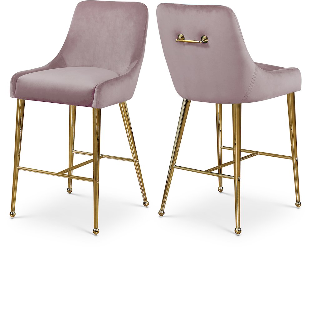Owen Pink Velvet Stool, Set of 2