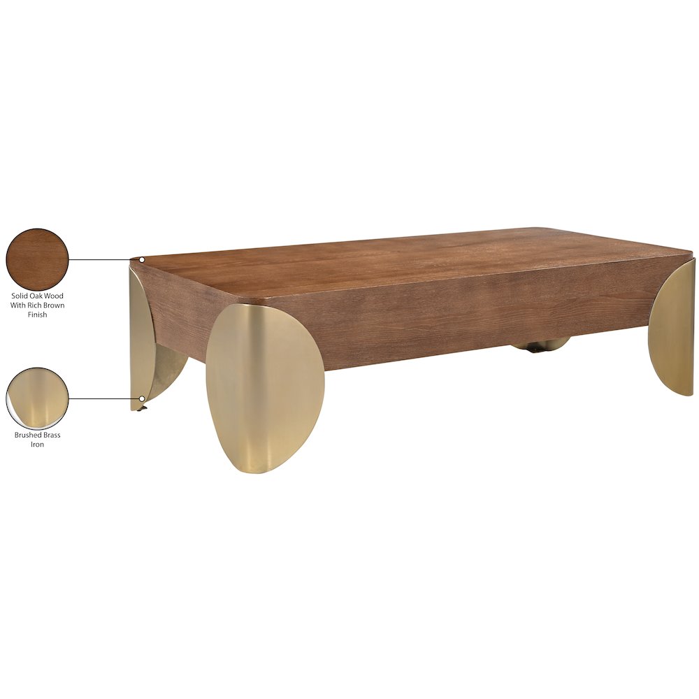 Cazari Brown Oak Wood And Iron Coffee Table