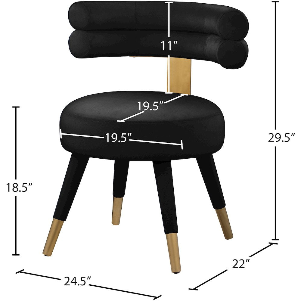 Fitzroy Black Velvet Dining Chair, Set of 2