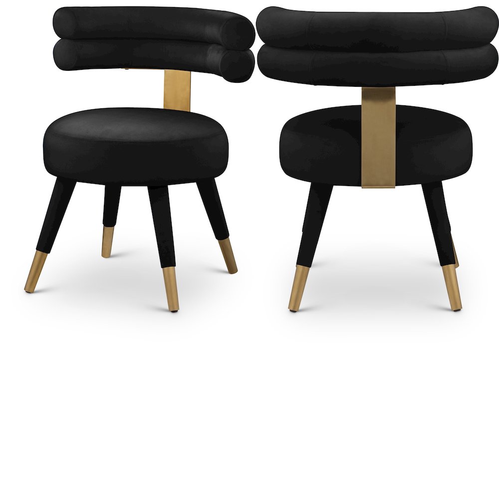 Fitzroy Black Velvet Dining Chair, Set of 2