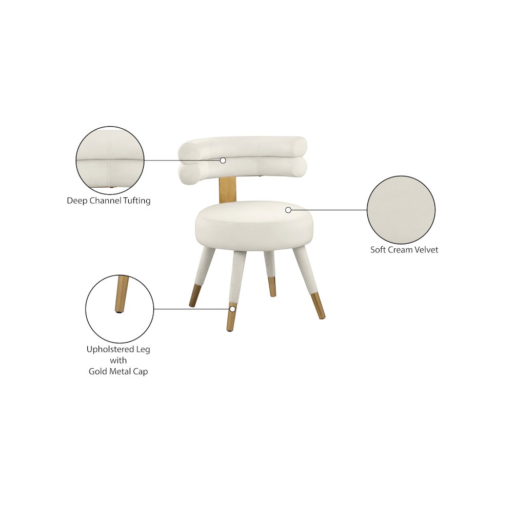Fitzroy Cream Velvet Dining Chair, Set of 2