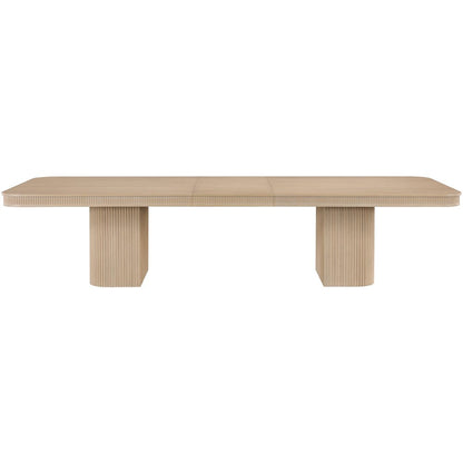 Mohari 112" / 160" Natural Solid Wood And Oak Veneer Dining Table (3 Boxes)
