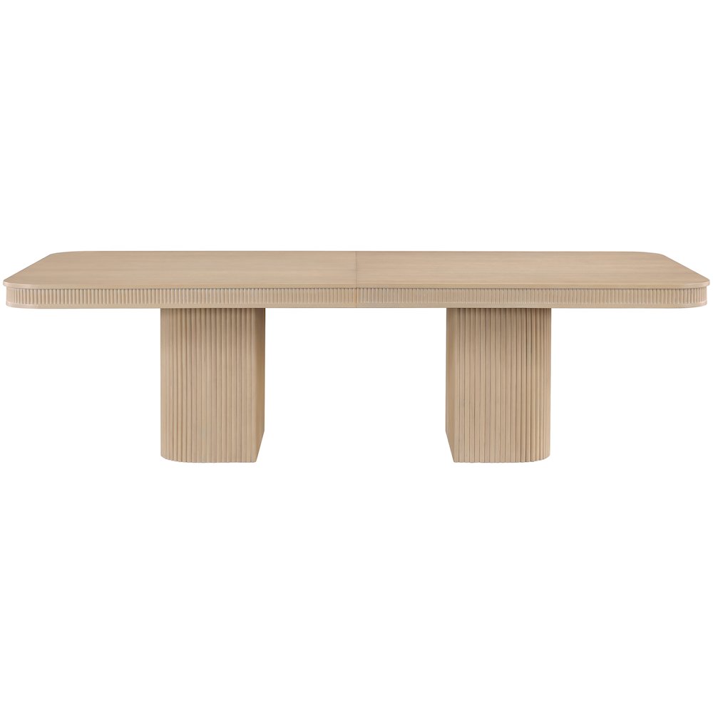 Mohari 112" / 160" Natural Solid Wood And Oak Veneer Dining Table (3 Boxes)