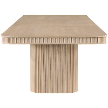 Mohari 112" / 160" Natural Solid Wood And Oak Veneer Dining Table (3 Boxes)