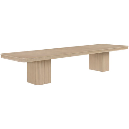 Mohari 112" / 160" Natural Solid Wood And Oak Veneer Dining Table (3 Boxes)