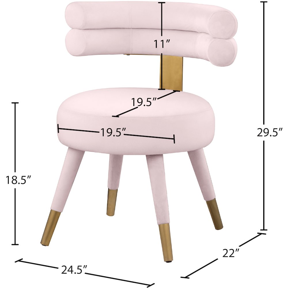 Fitzroy Pink Velvet Dining Chair, Set of 2