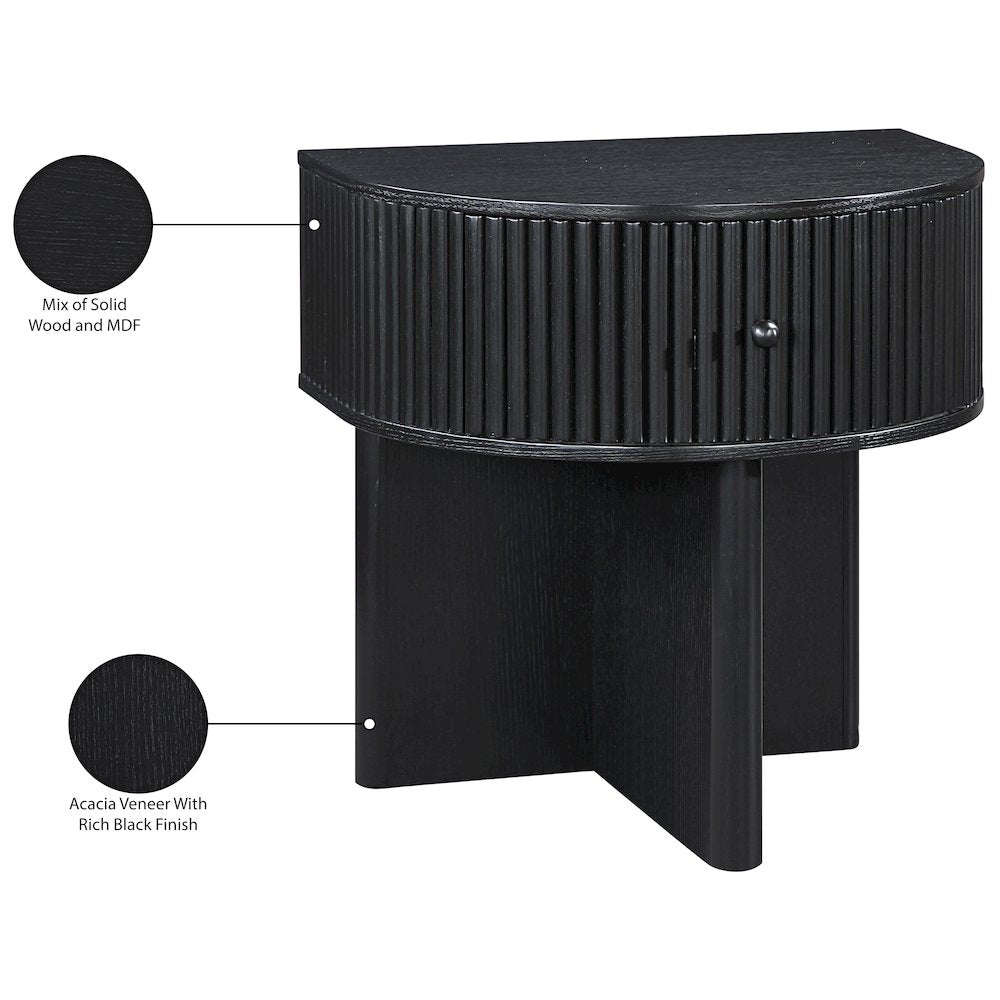 Cortland Black Acacia Veneer And Solid Wood Night Stand